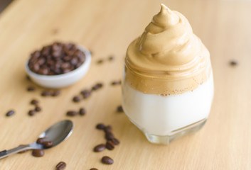 Iced Dalgona Coffee, a trendy fluffy creamy whipped coffee
