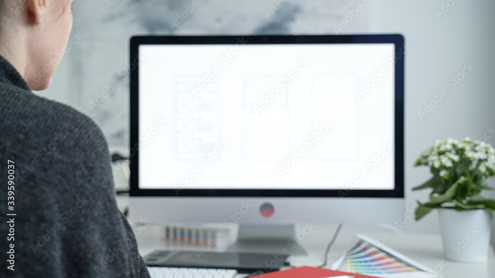 Poster web designer at work. graphic designer. mobile application design. designer desktop. ux, ui design. 