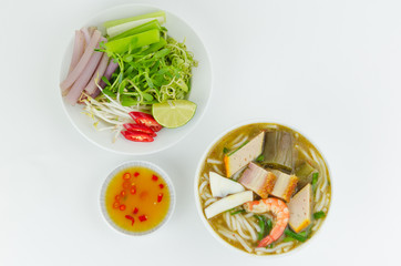Bun Mam - A Vietnamese fermented fish noodles soup. The broth is made from fermented fish. This is a typical dish of Mekong delta in Vietnam