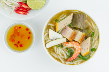 Bun Mam - A Vietnamese fermented fish noodles soup. The broth is made from fermented fish. This is a typical dish of Mekong delta in Vietnam