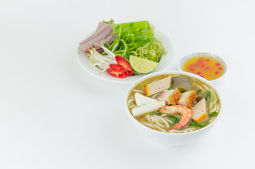 Bun Mam - A Vietnamese fermented fish noodles soup. The broth is made from fermented fish. This is a typical dish of Mekong delta in Vietnam