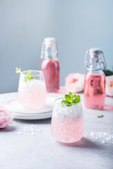Fototapeta na wymiar Pink cocktail with crushed ice