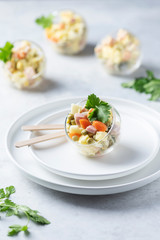 Traditional Russian salad Olivier