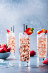 summer cocktail with strawberry and ice