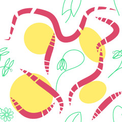 Abstract shapes and flowers repeat pattern