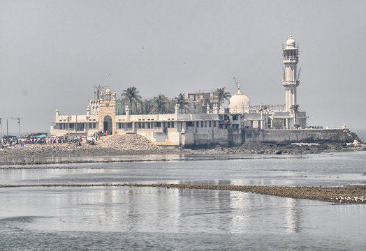 MUMBAI, INDIA - February 24,2012: View of the Haji Ali Darga Mosque, Mosque was built in 1431 in memory of a rich Muslim merchant.