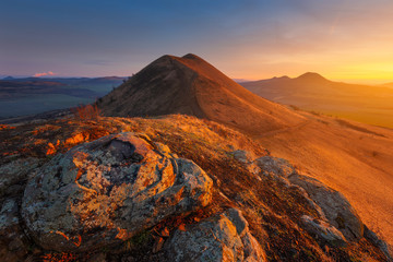 Fototapeta premium Sunrise over an old volcano