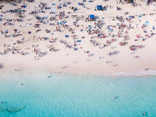 aerial view of crowded beach in bermuda