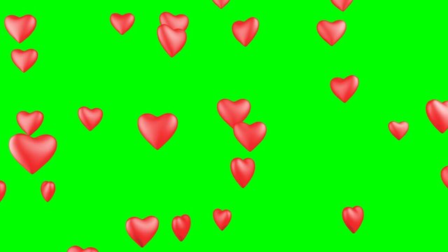 seamless pattern red heart balloons floating with green background