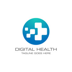 Medical Health Digital Logo Vector Design Template
