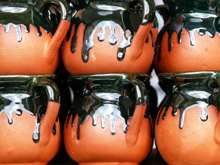 clay pots in the market