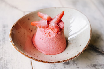 tasty handmade eco ice cream  in different colours served on a beautiful plate