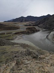 The confluence of two Mountain rivers - top view