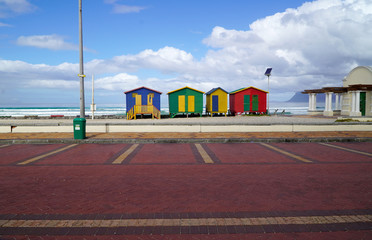  Empty parking lot and beach at Muizenberg in Cape town, South Africa during the lock down.