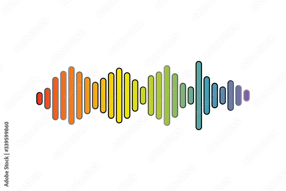Aufkleber pulse music player. audio colorful wave logo. sound equalizer element. isolated design symbol. jpeg