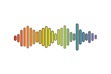 Pulse music player. Audio colorful wave logo. Sound equalizer element. Isolated design symbol. Jpeg