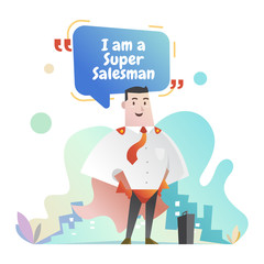 vector design of super salesman with suitcase
