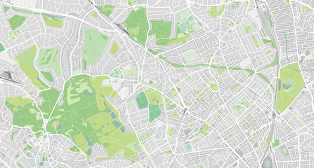 Obraz premium Map of Hampstead and Highgate, north London, UK