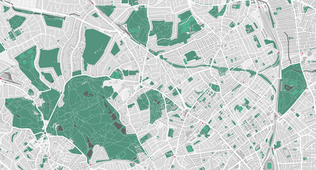 Map of Hampstead and Highgate, north London, UK