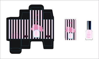 Packaging design, luxury nail polish template and mock up box for your product. Illustration vector.