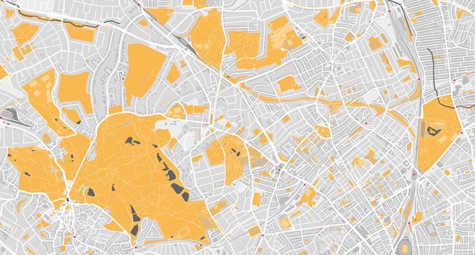 Map Of Hampstead And Highgate, North London, UK