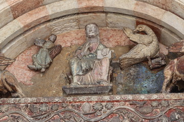 Detail of the portal in the Cathedral of San Vigilio, Trento, Italy