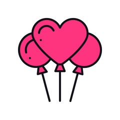 Heart shaped balloon icon. Air balloon sign and symbol. Love, relationship, wedding, romantic, party, celebration, birthday theme.