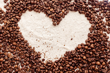 heart of coffee beans