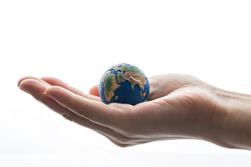 A model of the earth in hand