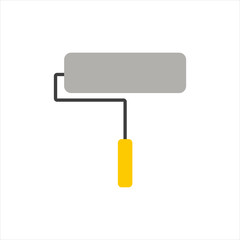 paint roller with a yellow handle on a white background