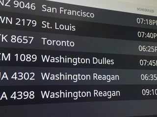 Obraz premium Departure and Arrival display board at the airport 