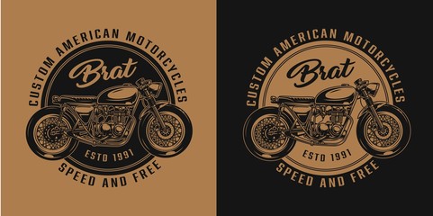 Fototapeta premium Vintage custom motorcycle round print