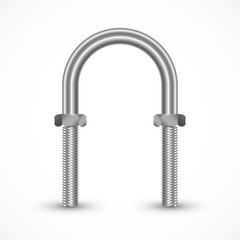 Metal U-bolt and nuts. Industrial component. Vector illustration isolated on white background.  © Виктор Чурсин