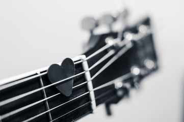 Acoustic guitar with heart