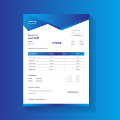 Business invoice design for accounting agency with gradient color vector template