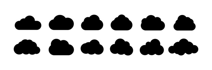 Clouds icon, vector illustration. Different clouds set .Cumulus cloud line art icon. Cloud symbol on a white background.