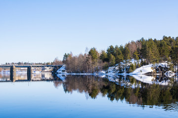 View ot the shore of The Lake Saimaa near Olavinlinna Castle, Savonlinna, Finland
