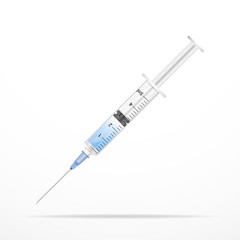 Fototapeta premium Vector illustration medical vaccine. Coronavirus covid-2019 vaccine conecpt. Corona virus Cure. Vaccine in syringe in blue color. Medicine. coronavirus vaccine, flat dasign vector illustration.