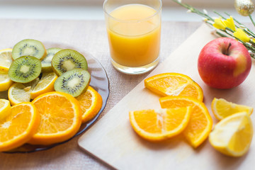 orange juice and fruits
