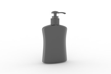 Ads template, blank hand wash realistic plastic bottle with dispenser airless pump. Pharmaceutical container liquid gel, soap, lotion, cream, shampoo, bath foam. 3d illustration