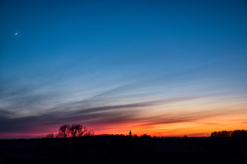 silhouette of the Church at a bright sunset