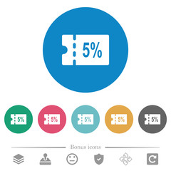 5 percent discount coupon flat round icons