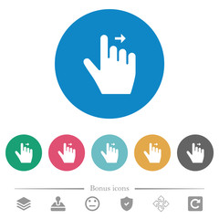 Right handed move right gesture flat round icons