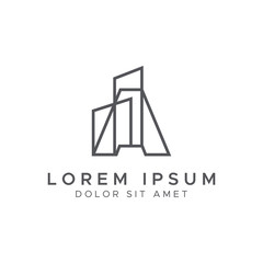 Letter A line building logo vector design template