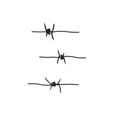 Barbed wire silhouette. Wire with spikes on a white background