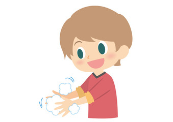 男子の手洗い　手のひら