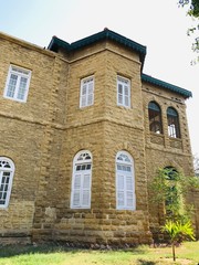 Od brick architecture of the house of the founder of Pakistan 