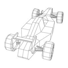Fast motor sport racing car speed concept. Wireframe low poly mesh vector illustration.