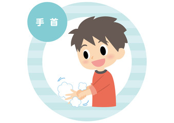 男子の手洗い　手首