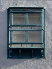 Window in historic colonial house. Old city center of Santa Cruz. La Palma Island. Canary Islands. Spain. 